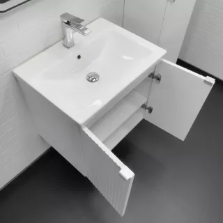 Тумба-умывальник Comforty Лима-60П белый матовый с раковиной Como 60