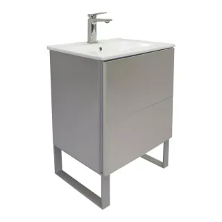 Тумба-умывальник Comforty Бильбао-60Н серый шёлк с раковиной Comforty 60E