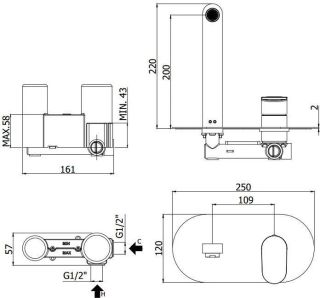 Смеситель для раковины Paffoni Candy CA105CR (с внутренней частью)