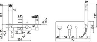 Смеситель для ванны с душем Paffoni Ringo RIN001NO (с внутренней частью)