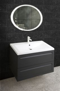 Подвесная тумба под раковину Art&Max Platino 75см серый матовый AM-Platino-750-2C-SO-GM