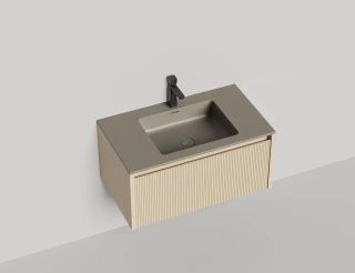 Подвесная тумба Salini Domino 27D108INF 80см эмаль/фрезерованный фасад под встраиваемую раковину