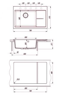 Кухонная мойка Florentina Россана 780 шампань