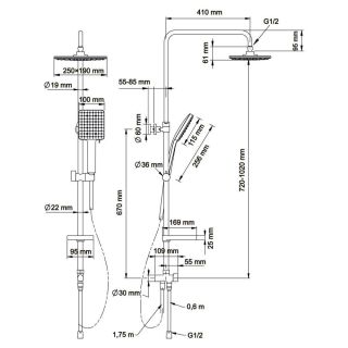 Душевая стойка Swedbe Hermes 5103B без смесителя чёрный