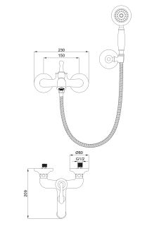 Смеситель для ванны с душем Wonzon & Woghand Steam WW-88639008-CR хром