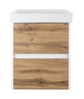 Подвесная тумба под раковину Misty Адриана 45см дуб Вотан/белый