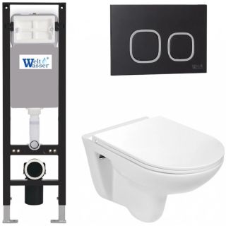 Комплект унитаза с инсталляцией WeltWasser Amberg 350 + Baarbach 004 GL-WT + Amberg RD-BL 10000012284 белый глянец