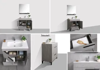 Напольная тумба с раковиной Parly Spa Gill80 цементно-серый