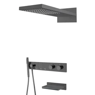 Душевой комплект Boheme Zodiac 133-2-SGM с термостатом оружейная сталь