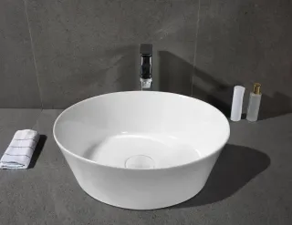 Раковина накладная Ceruttispa CR3301MWM2 40см белый мрамор матовый