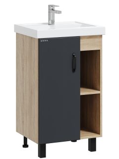 Напольная тумба под раковину Onika Тимбер 105035 50см серый матовый/дуб сонома