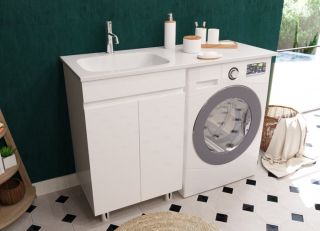 Напольная тумба с раковиной Эстет Barcelona Luxe ФР-00007065 Л 120см две двери белый