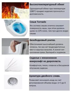 Унитаз напольный Ceruttispa BERNINA Tornado CT11133 безободковый со смывом торнадо