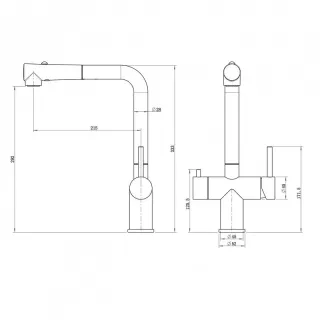 Смеситель для кухни Milacio Ultra MCU.561.GM под фильтр с вытяжной лейкой вороненая сталь