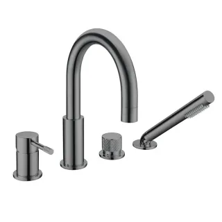 Смеситель на борт ванны Boheme Uno 460-SGM оружейная сталь