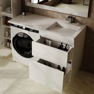 Тумба подвесная Style Line Даллас Леон 120 Люкс Plus СС-00002440 под раковину для стиральной машины белый