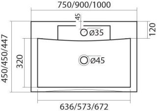 Раковина из искусственного мрамора Art&Max 75см чёрный матовый AM-LAV-750-MR-FP-Nero