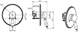 Смеситель встраиваемый Boheme Crystal для душа золото 285-CRST