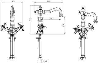 Смеситель для раковины Boheme Royal Crystal золото 292-Royal/CRST