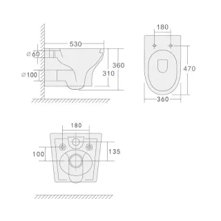 Подвесной унитаз Boheme Fiore 978-SET-B безободковый смыв торнадо чёрный матовый
