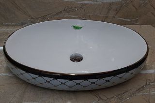 Раковина CeramaLux  262-20 бело-золотая 60 см