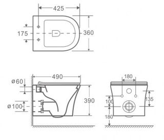 Унитаз CeramaLux 2619E подвесной с сиденьем Микролифт