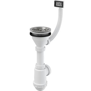 Сифон для мойки AlcaPlast с нержавеющей решеткой ?115 и гофропереливом без штуцера A447-DN50/40