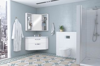 Центральный модуль зеркального шкафа Акватон Кантара дуб полярный 1A205702ANW70