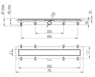Душевой лоток Paini Line CH650LN с рамкой 65см хром глянец