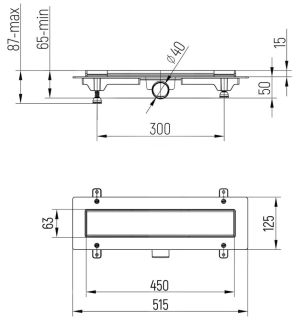 Душевой лоток Paini Line CH450LN с рамкой 45см хром глянец