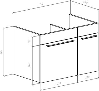 Тумба под раковину Bellezza Альдо 80см бежевая 00000007289