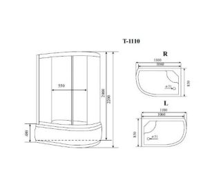 Душевая кабина Timo Standart T-6610SR Silver Fabric 110x85см