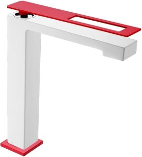 Смеситель для накладной раковины Boheme Q белый/красный 142-WR