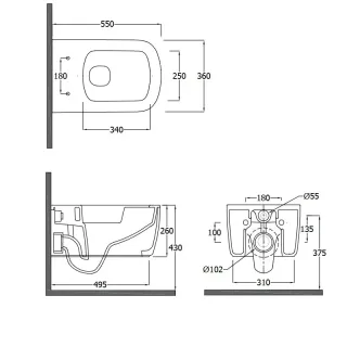 Подвесной унитаз Kludi Resa S 23WCSET39 безободковый чёрный матовый