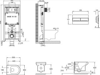 Унитаз с инсталляцией Jacob Delafon Elite E21742RU-00 с сиденьем Микролифт и клавишей смыва