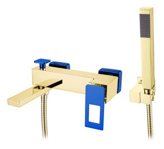 Смеситель для ванны Boheme Q золото/синий 143-GUV