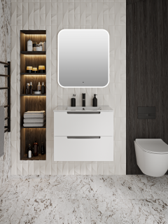 Тумба Runo Lina 60 белая под умывальник Teffy 60 (00-00004603)