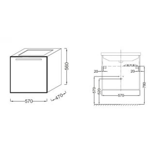 Тумба под раковину Jacob Delafon Struktura EB1284-N18 57 см блестящий белый