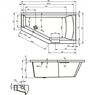 Акриловая ванна Riho Geta B030001005 L 160x90см белый