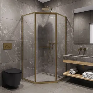 Душевой уголок Timo T34R 100x100 см правый золото матовое