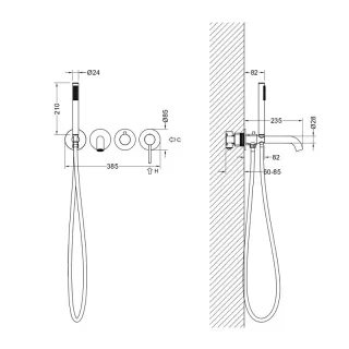 Смеситель для ванны Aquatek Европа AQ1344BGM оружейная сталь