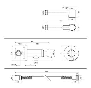 Гигиенический душ Bossini Paloma Brass E37005.094 брашированный никель
