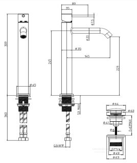 Смеситель для раковины Bossini Teo-T Z00703.043 сатинированное золото