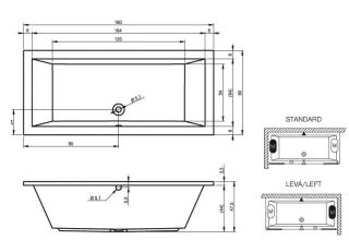 Акриловая ванна Riho Lusso B036001005 180х80см белый