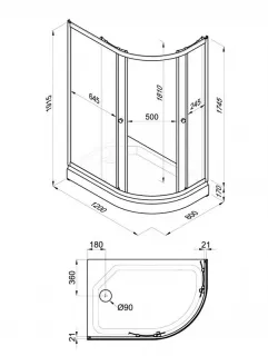 Душевая кабина Triton Коралл-Лайт Щ0000068949 левая 120x80 см профиль белый стекло градиент