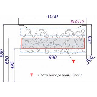 Подвесная тумба под раковину Clarberg Elegance EL0110GL 100см белый/золото