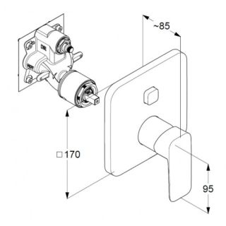 Встраиваемый смеситель для ванны и душа Kludi Pure&Style хром 406590575
