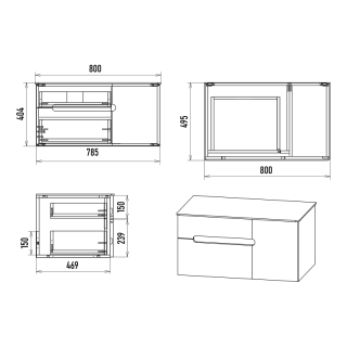 Подвесная тумба под раковину Misty Роял 80 см П-Роя-01080-021П2Я черный