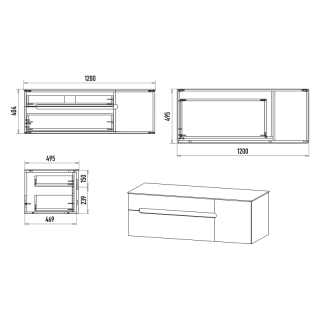 Подвесная тумба под раковину Misty Роял 120 см П-Роя-01120-021П2Я черный