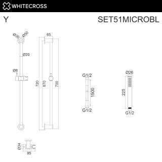 Душевой гарнитур на штанге WHITECROSS SET51MICROCR хром